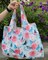 Wrapables Medium Foldable Tote Nylon Reusable Grocery Bags, Rose and Butterfly